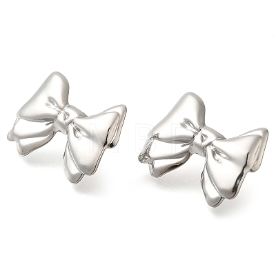 304 Stainless Steel Bowknot Stud Earrings EJEW-I312-09P-1