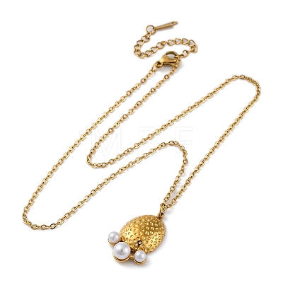 PVD Vacuum Plating 304 Stainless Steel & Plastic Pearl Paw Print Pendant Cable Chain Necklaces for Women STAS-Z114-16G-1