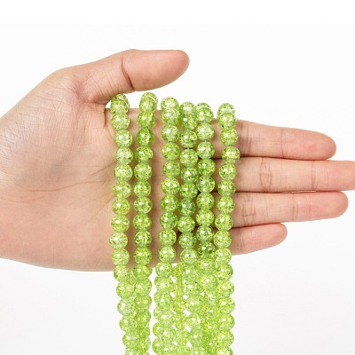 Spray Painted Crackle Glass Beads Strands CCG-Q001-8mm-11-1