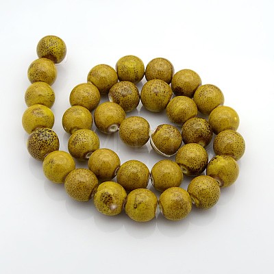 Handmade Fancy Antique Glazed Porcelain Ceramic Round Beads Strands PORC-L019-13mm-02-1