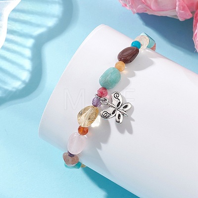 Butterfly Alloy Charm Bracelets BJEW-JB14021-1