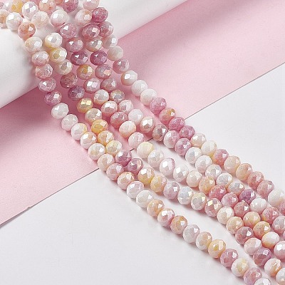 Faceted Electroplated Glass Beads Strands GLAA-C023-02D-1