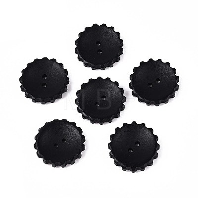 Spray Painted Natural Wood Buttons WOOD-T032-34E-1