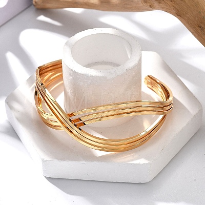 Brass Cuff Bangles for Women BJEW-F482-09G-1
