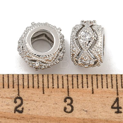 Rack Plating Brass Micro Pave Clear Cubic Zirconia Beads KK-U030-17P-1