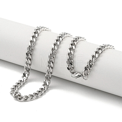 Non-Tarnish 201 Stainless Steel Cuban Link Chain Necklaces for Women and Men NJEW-F322-13P-04-1