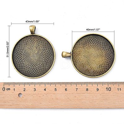 Tibetan Style Flat Round Alloy Big Pendant Cabochon Settings LS-X-TIBEP-Q049-09AB-NR-1