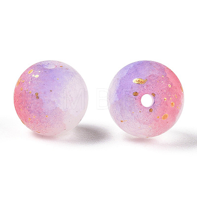 Frosted Baking Painted Crackle Glass Beads with Glitter Powder DGLA-T004-01D-1