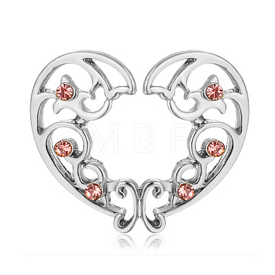 Alloy Rose Rhinestone Heart Clip On Nipple Rings WGEBDCA-01-1