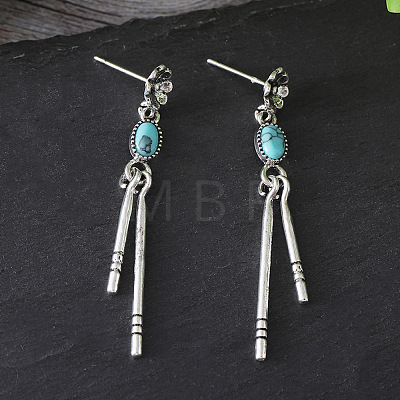 Alloy and Synthetic Turquoise Stud Earrings FS-WG2C5AC-01-1