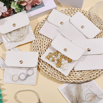6Pcs PU Leather with PVC Pouches with Snap Button ABAG-WH0072-036B-1