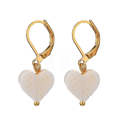 Heart Natural Sea Shell Hoop Earrings EJEW-JE06771-1