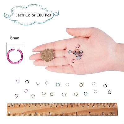 6 Colors Aluminum Wire Open Jump Rings ALUM-JP0001-01B-1