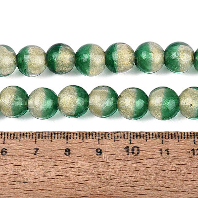 Handmade Lampwork with Gold Powder Beads Strands LAMP-N037-06B-03-1
