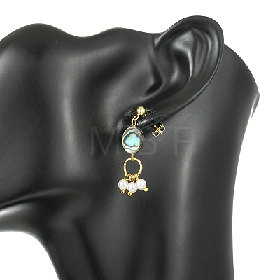 Abalone Shell/Paua Shell & Shell Pearl Beads Dangle Earrings EJEW-JE07327-1