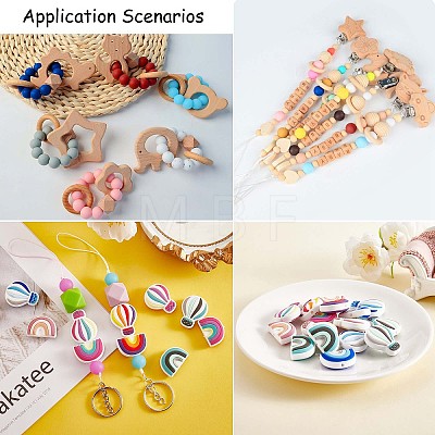 20Pcs Silicone Beads Rainbow Silicone Beads Bulk Hot Air Balloon Silicone Loose Spacer Beads Charm Color Silicone Bead Kit for Necklace Bracelet Keychain DIY Crafts Making JX321A-1