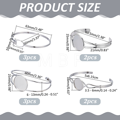 10Pcs 4 Styles Brass Cuff Bangle Making MAK-ME0001-12-1