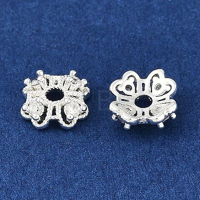 Brass Micro Pave Clear Cubic Zirconia Bead Caps KK-I719-06S-1