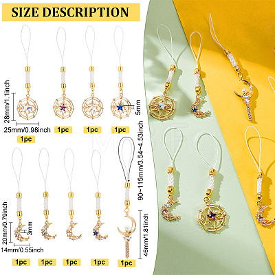1 Set Alloy Rhinestone Cell Phone Charms Chain HJEW-BC0001-33-1