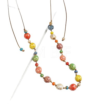 Adjustable Porcelain Colorful Beaded Necklaces WG2602A-01-1