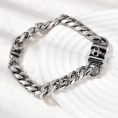 304 Stainless Steel Cuban Link Chains Bracelets BJEW-A092-02P-1