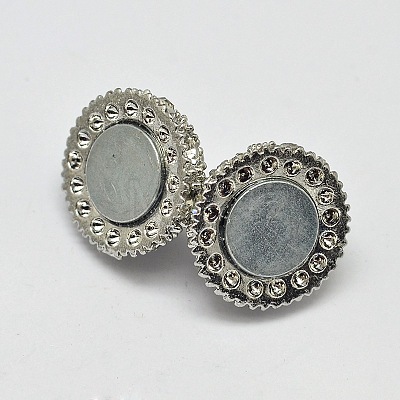Oval Brass Rhinestone Magnetic Clasps with Loops KK-D507-D-11P-1