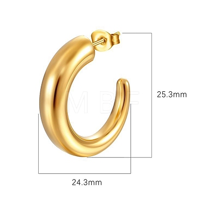 European and American Fashion French Retro Stainless Steel C-Shaped Stud Earrings PW-WGEF803-01-1