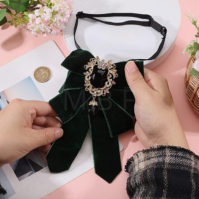 Polyester Bow Tie with Alloy Glass Brooch AJEW-WH0481-784B-1