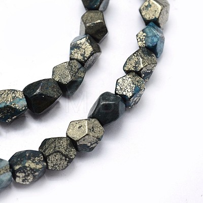 Dyed Natural Pyrite Beads Strands G-F582-D05-1