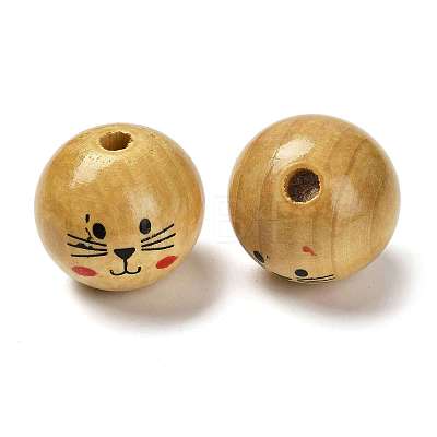 Printed Natural Wood European Beads WOOD-XCP0001-96-1