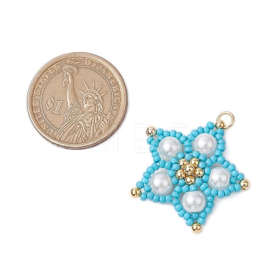 Glass Seed Beaded Star Pendants PALLOY-MZ00524-01-1