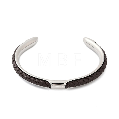 304 Stainless Steel Microfiber Leather Cord Cuff Bangles BJEW-D304-14P-02-1