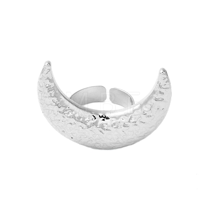 Textured Moon Alloy Open Cuff Rings RJEW-U006-03P-1