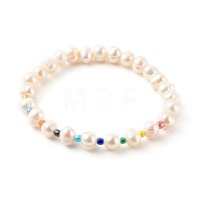 3Pcs 3 Styles Natural Cultured Freshwater Pearl Stretch Beaded Bracelets Sets BJEW-JB06266-1