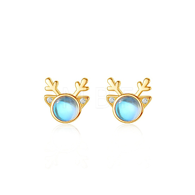 925 Sterling Silver Clear Cubic Zirconia Deer Head Stud Earrings FS-WG3413F-02-1