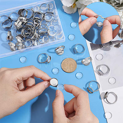 Unicraftale Blank Dome Ring Making Kit DIY-UN0004-03-1
