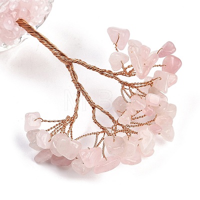 Natural Rose Quartz Chips Tree of Life Decorations DJEW-B013-01F-1