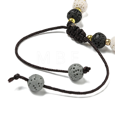 Dyed Natural Lava Rock Rondelle Braided Bead Bracelets BJEW-Z026-01D-1