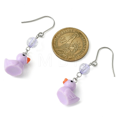 3 Pair 3 Color Resin Duck Dangle Earrings EJEW-JE05420-1