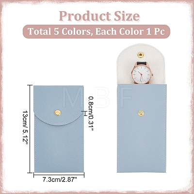  5Pcs 5 Colors Rectangle Imitation Leather Single Watch Storage Bag ABAG-NB0002-02-1