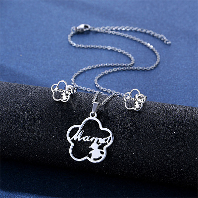 Mother's Day 304 Stainless Steel Pendant Necklace & Stud Earring FS-WGC30A7-09-1