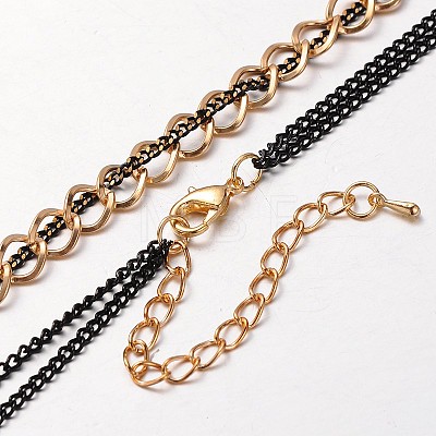 Golden Tone Iron Curb Chains and Brass Twisted Chains NJEW-J023-01-1