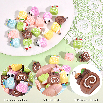 36Pcs 6 Colors Opaque Resin Pendants RESI-SC0006-65-1