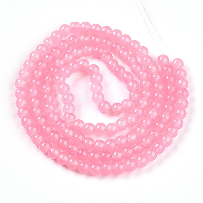 Baking Paint Imitation Jade Glass Round Bead Strands X-DGLA-Q021-6mm-03-1