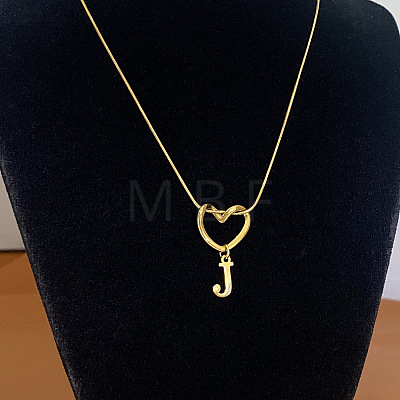 304 Stainless Steel Heart with Initial Pendant Necklaces for Women FS-WG4DC9E-10-1