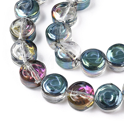 Half Rainbow Plated Electroplate Transparent Glass Beads Strands EGLA-G037-01A-HR01-1