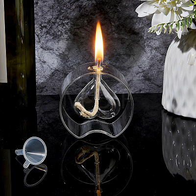 Transparent Glass Candle Holders with Candle Wick DIY-WH0308-997C-1