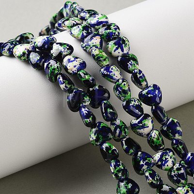 Spray Printed Synthetic Turquoise Beads Strands TURQ-P002-01A-01-1