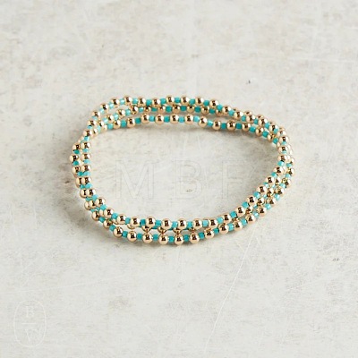3Pcs CCB & Glass Seed Beads Stretch Bracelets Set for Women RR1664-5-1