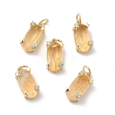 Faceted Natural Citrine Pendants KK-Z137-14G-02-1